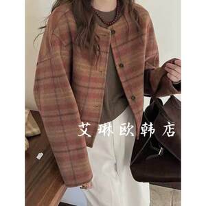 
Non-refundable benefits 848 autumn and winter short small fragrance style 100 wool double-sided cashmere coat slimming coat