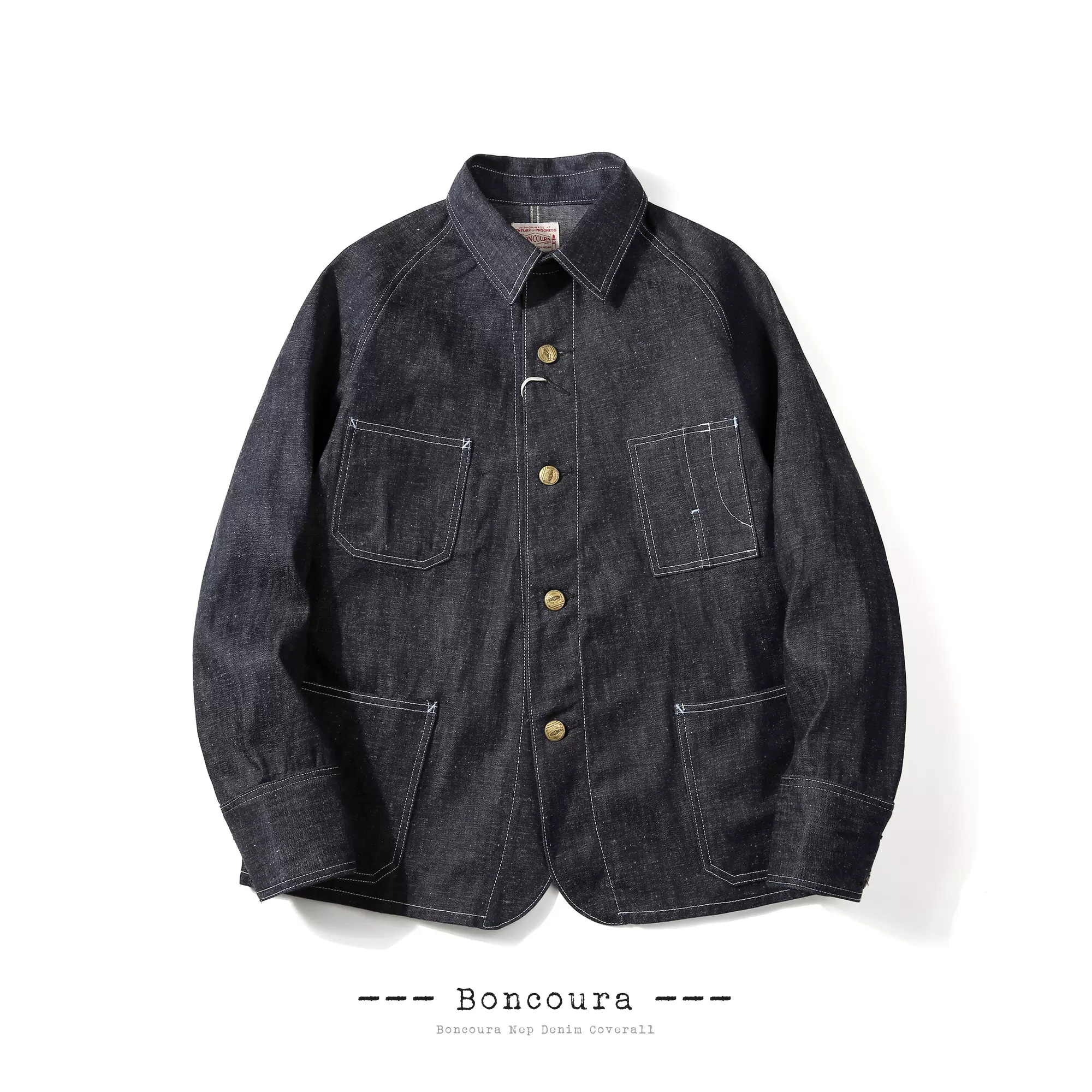 BONCOURA NEP DENIM COVERALL PURE INDIGO丹宁铁道工装外套-Taobao