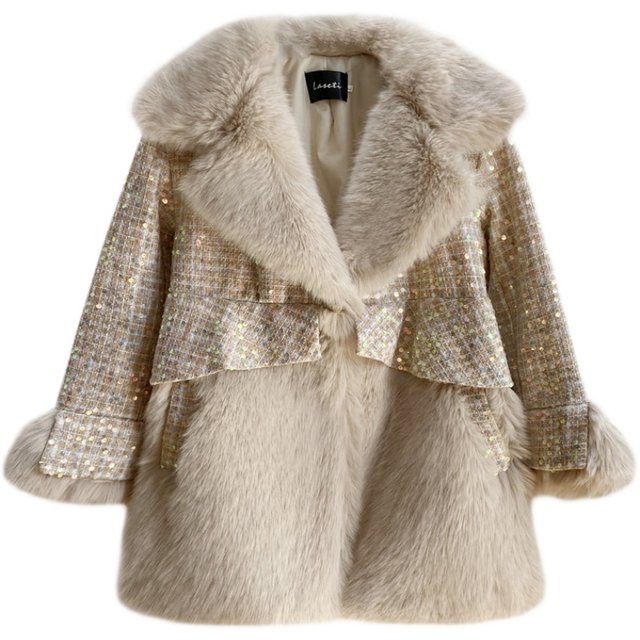 GETADME Fur One-piece Winter Thickened Long-suit Collar Imitation Mink Fur Eco-friendly  Women's Coat Fashion Warm
