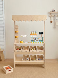 Children's Wooden Toy Cabinet, Playhouse Toy Storage Cabinet, Baby Educational Building Block Toy Storage Rack
