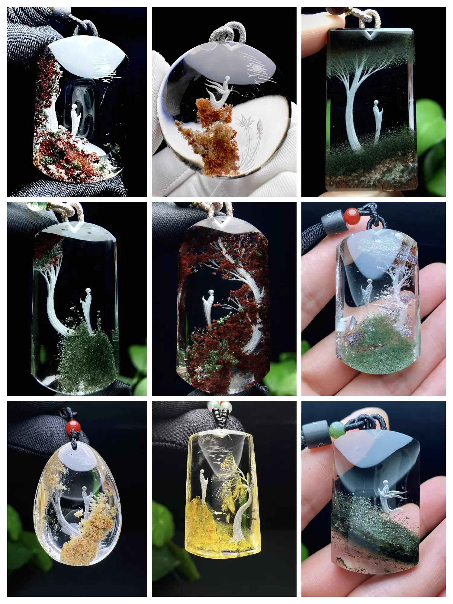 天然红兔毛绿幽灵紫黄白水晶钛晶发晶地藏王菩萨吊坠毛衣链项链