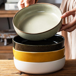 {16.8 Yuan for Two 8.5inch Deep Plates} Ceramic Deep Bowls for Boiled Meat, Home-Cooked Dishes, Export Surplus with Minor Flaws