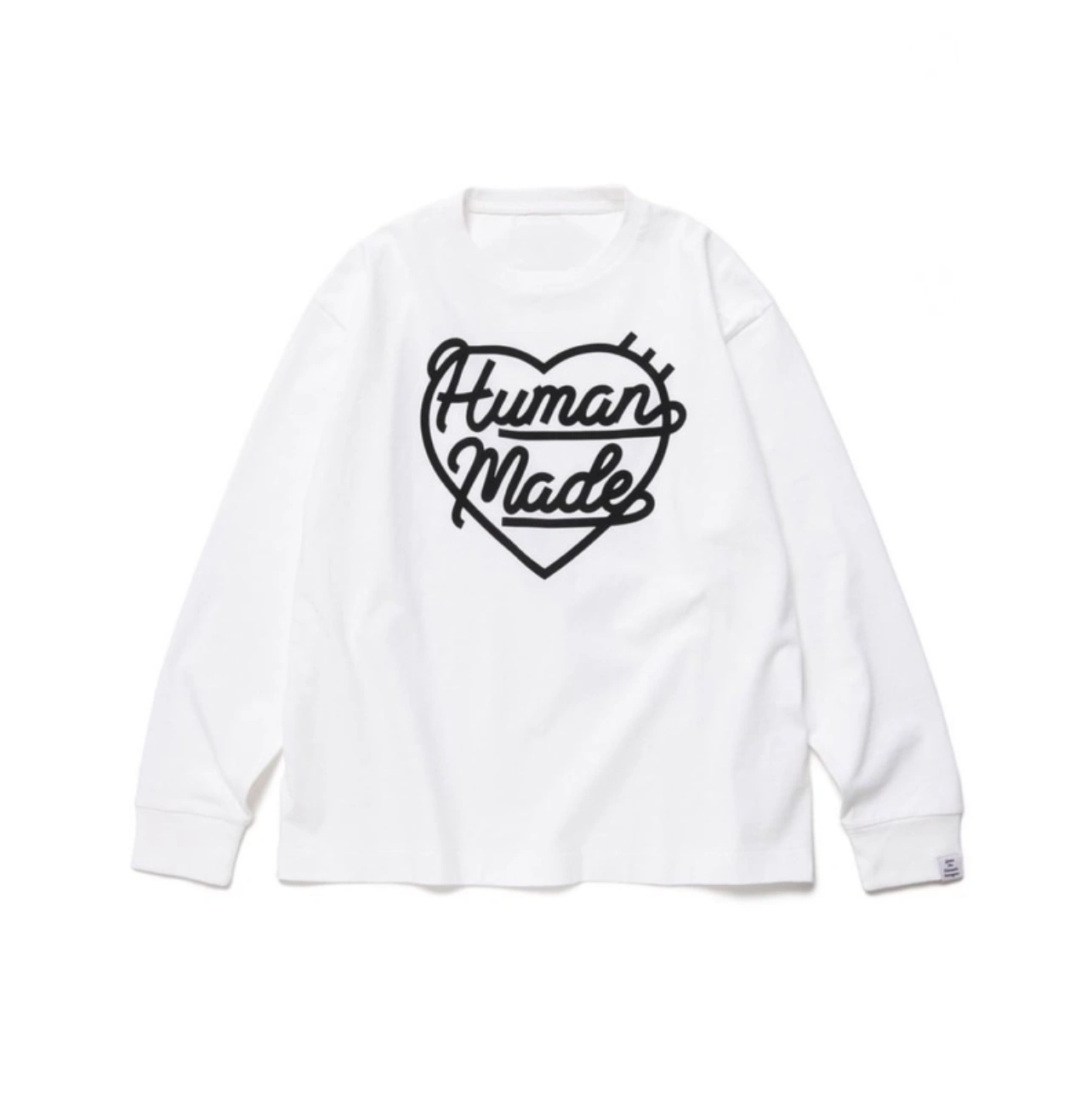 HUMAN MADE 23ss秋冬新品T-SHIRT爱心印花LOGO长袖休闲T恤情侣款-Taobao