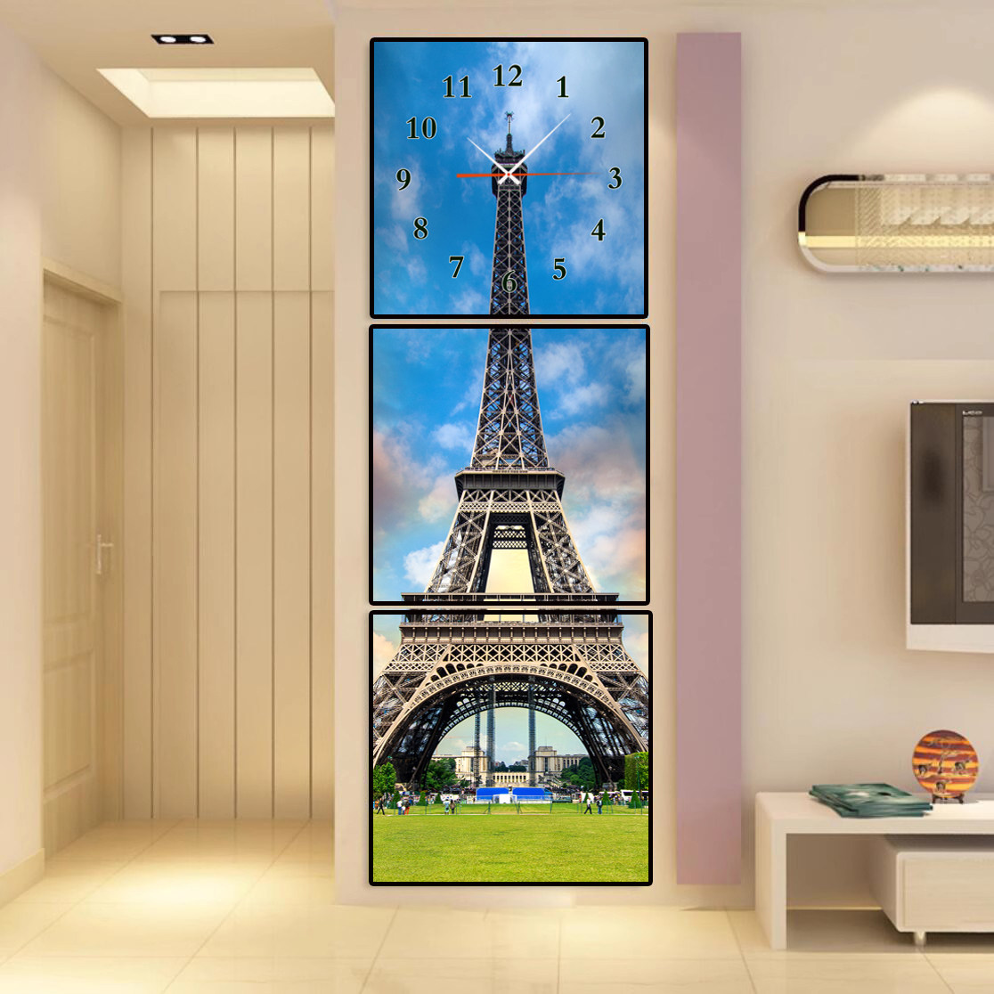 Milesix Nuevo Reloj de Pared Chino de Tres Piezas Arte de