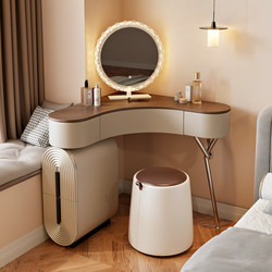 Medieval-Style Solid Wood Corner Dressing Table with Integrated Storage Drawers, Small Bedroom Dressing Table, Corner Triangular Dressing Table