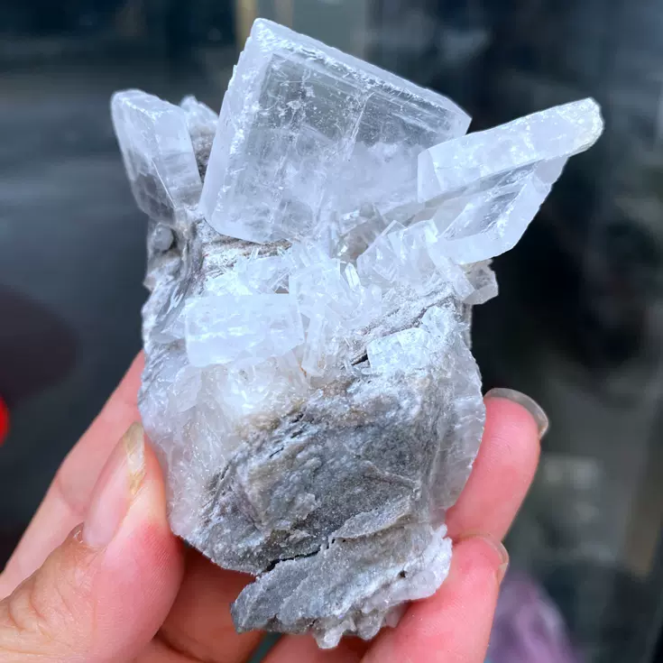 天然四川金口河老品種水晶狀重晶石共生標本礦物晶體原石店裏-Taobao