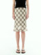 
CLEON/2025 Spring New Natural Ramie Check Flowing Mid-length H-Shaped Long Skirt Skirt