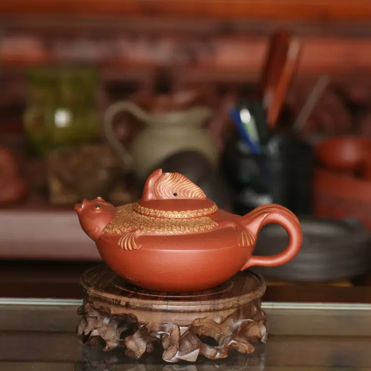 汪寅仙紫砂壶[渔翁套壶] 宜兴紫砂壶原矿老紫砂老茶壶500CC老壶