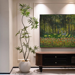 Haihong Jingpin Peacock Wood Money Tree Artificial Green Plant Tv Cabinet Living Room Decorative Ornament Fake Large Floor-Standing Potted Plant