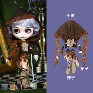Icy DBS small cloth doll clothes brown waste soil two -dimensional hooded suit suitable for 19 joint baby clothes
