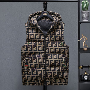
Autumn and winter men's cotton vests trendy letter hooded vests casual fashion slim outer wear men's vests