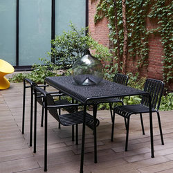 Outdoor Patio Tables and Chairs, Trendy Balcony Leisure Tables, Milk Tea Shop Benches, Terrace Garden Rooftop Outdoor Black Tables and Chairs