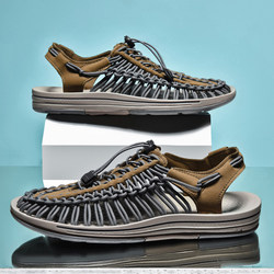 Hand-Woven Sandals, Korean Style, Personalized, Summer Outer Wear, Breathable, Toe-Toe Sandals, Large Size Men's Beach Shoes