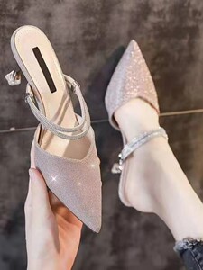 
Sandals Women's Stiletto Toe High Heels 2026 New Spring and Summer Two-Wear Pointed Toe Outer Wear Half-Toe Fashion Sandals