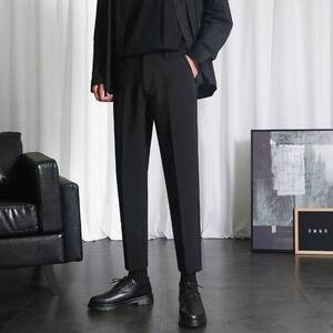 Little West Pants Men's Volumes Ice Silk Town Pants Autumn Slim Slim Slim Small Pants Men's Straight Bar Model Men's Family
