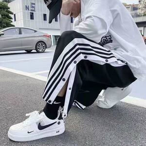 
Button-up pants for men's basketball training trendy sports trousers for men in spring and autumn loose large size straight thin full button pants