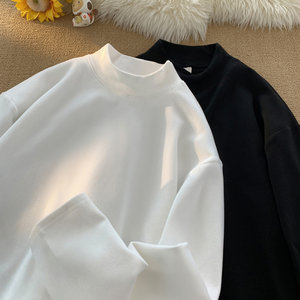 
Autumn and winter solid color De Jong bottoming shirt 2026 new plus velvet half turtleneck long-sleeved T-shirt loose and versatile couple inner wear