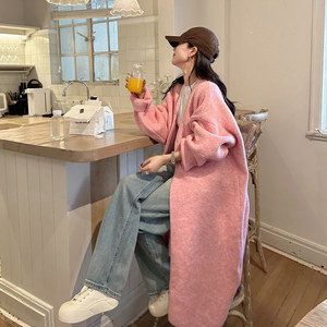 
Jin Suyi Pink Sweater Women's 2026 Spring and Autumn Korean Style Loose Temperament Knitted Cardigan Chic Long Jacket Trendy