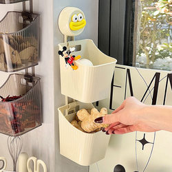 Suction Cup Storage Box for Onions, Ginger, and Garlic, Kitchen Storage Rack, Wall-Mounted Ginger and Garlic Storage Organizer, No-Drill Storage Hanging Basket