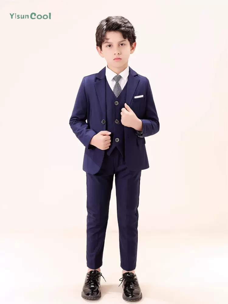 儿童礼服男童花童马甲套装钢琴演出服男孩西装小主持人演出西服夏