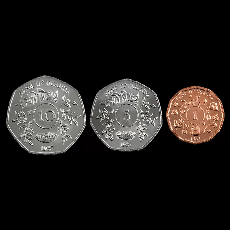 非洲】乌干达3枚一套(1-10先令) 1987年外国硬币全新未流通-Taobao