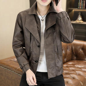 
Lapel Slim Motorcycle Versatile Youth Leather Jacket Spring Men's Korean Style Trendy Jacket Handsome Fashion Spring Jacket