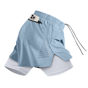 Running shorts men's professional marathon sports triple -point dried double -layer lining pants fitness can put mobile phones