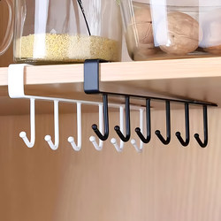 Home Kitchen Wrought Iron Cabinet Storage Rack Multi-Functional Hook Wardrobe Organizer Kitchen Traceless Nail-Free Hook