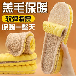 Lamb Wool Warm Insoles for Men and Women, Sweat-Absorbent, Anti-Odor, Fleece-Lined, Thickened, Cold-Proof, Plush, Soft-Soled, Comfortable, Wool Cotton, Winter