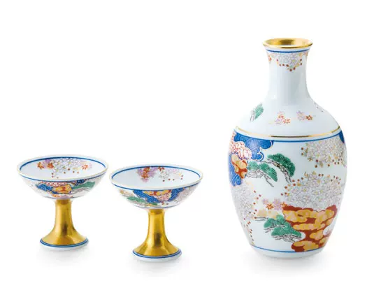 代购全新日本制林九郎窑古伊万里絵変手工陶瓷酒杯5个木盒装-Taobao