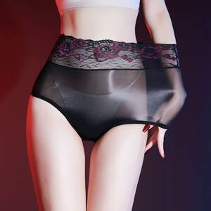 
Fully transparent ultra-thin lace couple silky underwear interactive oily 5D triangle crotch temptation underwear transparent and easy to take off