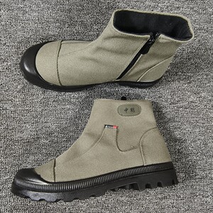 Canvas shoes/Driver pedals with dust zippers/Driving wear-resistant soft sole high waist soft sole cloth shoes Martin shoes
