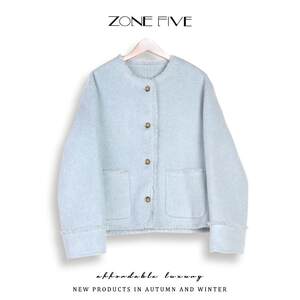 
zonefive temperament spring short style small fragrance top double-sided wool jacket new Korean slim short jacket