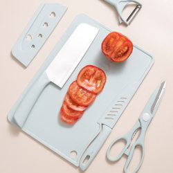 Household Plastic Cutting Board Kitchen Knife Scissors Chopping Board Tea Making Set for Outdoor Camping Portable Set Food Preparation Tools
