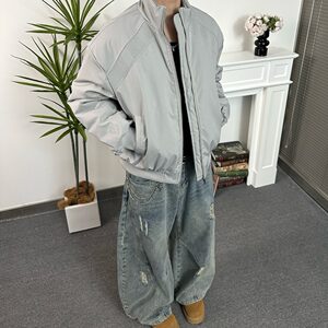 
American commuter stand-up collar baseball jacket cotton coat autumn and winter trendy brand casual jacket versatile neutral style warm for couples men and women