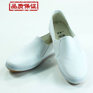 Double -star white canvas shoes, beef tendon bottom, kicking work shoes, men and women lazy sneakers, loose mouth, not lace -up shoes