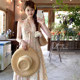
Acaine long v-neck floral halter neck sleeveless suspender dress for women summer French pastoral vacation skirt
