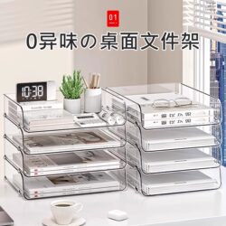 Desktop Storage Box Transparent Desk Storage Shelf A4 Paper File Stationery Organizer Box Book Desk Storage Rack
