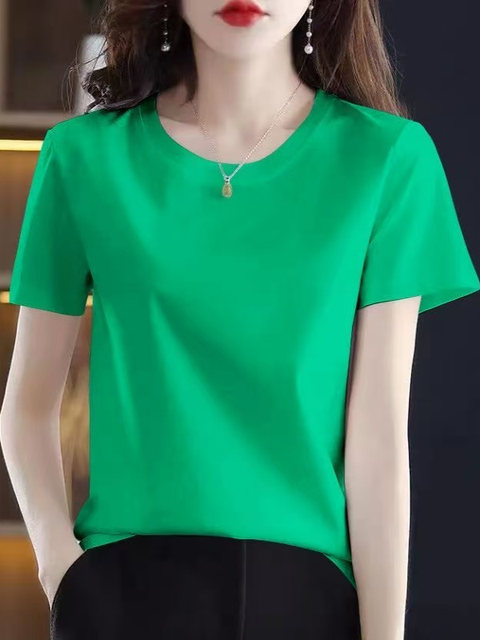 Women's Summer Pure Cotton Mid-length Short-sleeved T-shirt