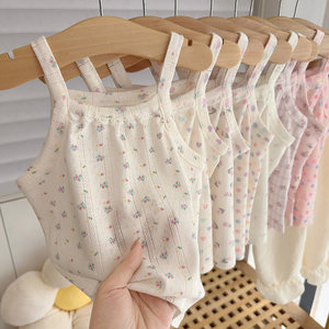 
Summer girl's sleeveless thin sling baby girl infant summer elastic outer wear foreign style vest 0-5 years old outer wear