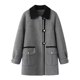 Double-sided woolen coat, high-end new style, contrasting color lapel, gold button placket, gray plaid, Korean style style, coat 1.13