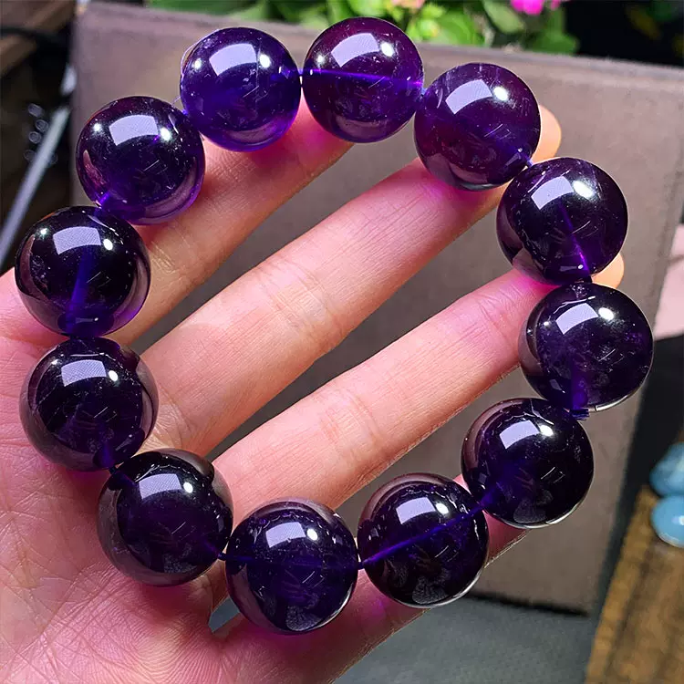 ZX乌拉圭天然紫水晶手链单圈多圈情侣同款紫晶手串正品深紫色饰品-Taobao