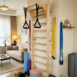 All-Solid Wood Home-Use Ribbed Wooden Frame for Pull-Ups, Children's Climbing, Leg Stretching, Rehabilitation, and Multifunctional Comprehensive Training Rack