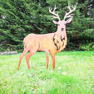 
Large animal rusty metal stag silhouette metal reindeer outdoor garden sculpture farm mountain forest patron saint