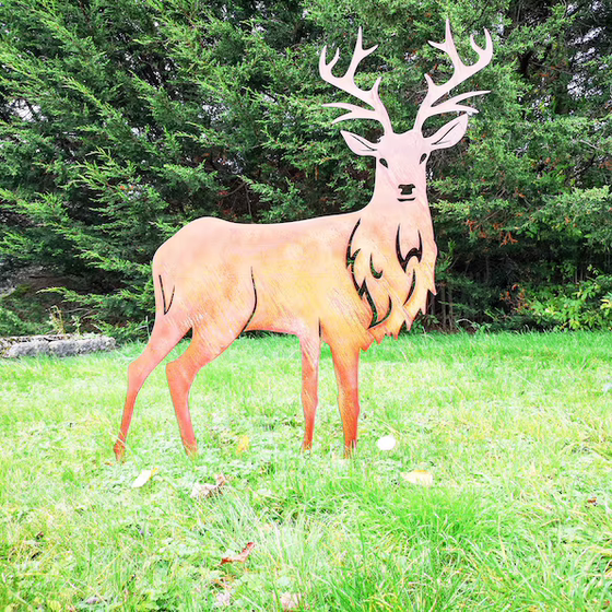 
Large animal rusty metal stag silhouette metal reindeer outdoor garden sculpture farm mountain forest patron saint