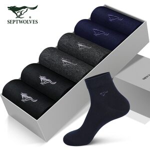 
Septwolves 100% cotton men's socks mid-calf socks spring and autumn cotton breathable sweat-absorbent casual business men's socks gift box