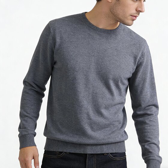 
F4529 foreign trade European and American solid color sweater new round neck pullover loose fashion men's base sweater
