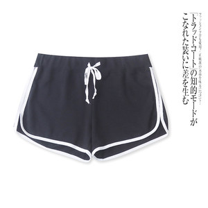 
G5245 foreign trade European and American single women's sports style shorts spring and summer new elastic waist color matching casual wide leg pants