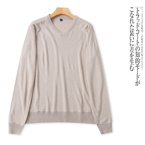 
B5859 foreign trade European and American single men's V-neck sweater new pullover loose and versatile casual sweetheart neck sweater
