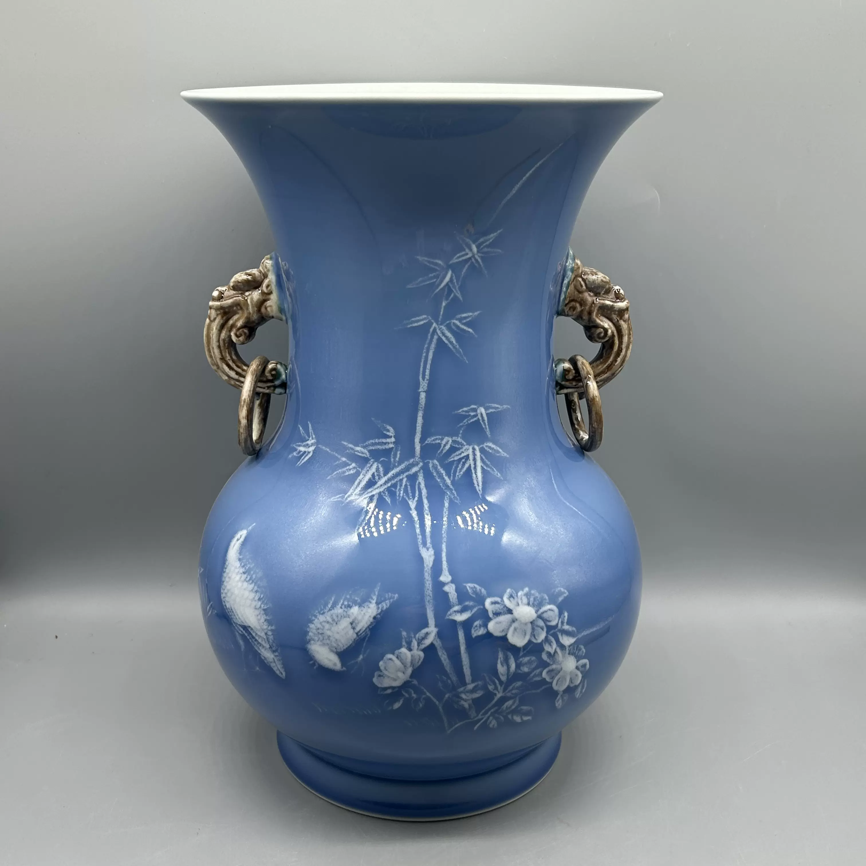 景德镇文革厂货瓷器粉彩手绘瓜果蝴蝶瓜瓞绵绵赏瓶花瓶包老